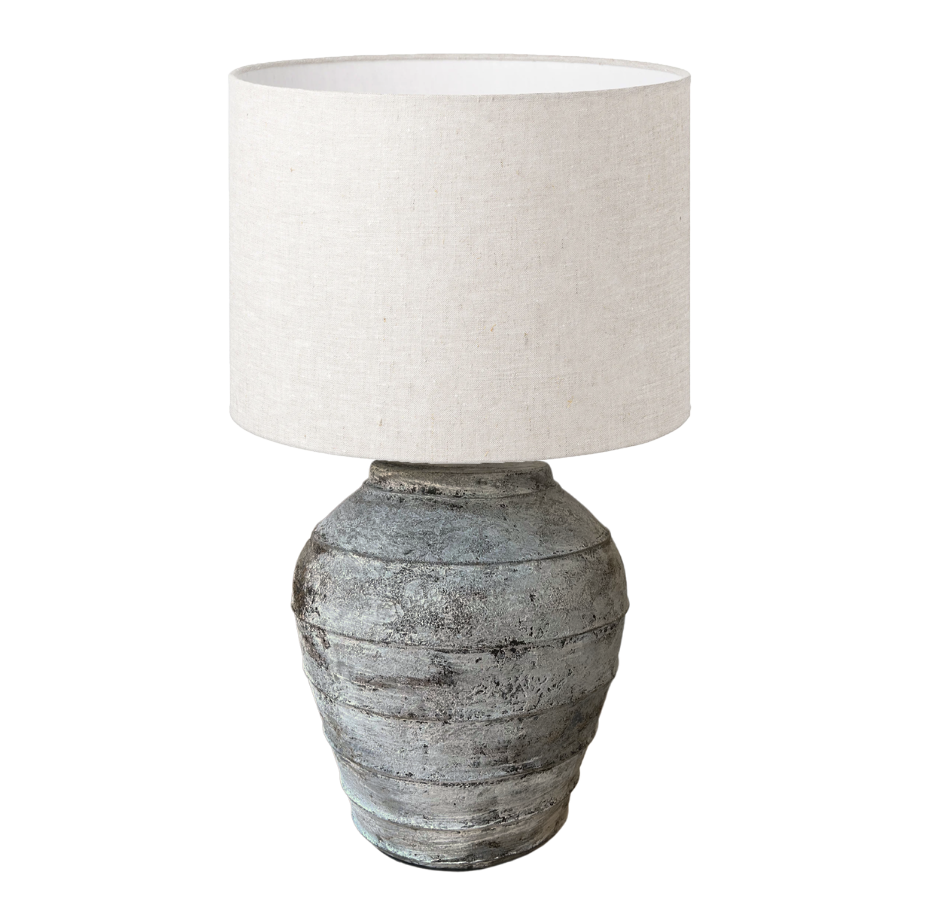 Rustic Striped Urn Table Lamp