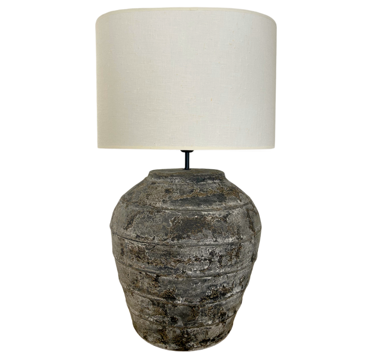 Rustic Striped Urn Table Lamp