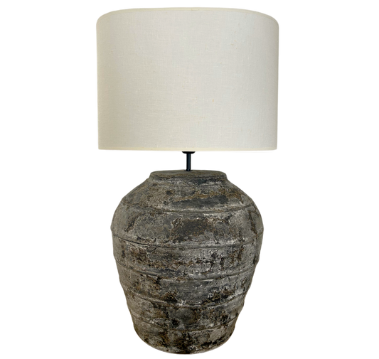 Rustic Striped Urn Table Lamp
