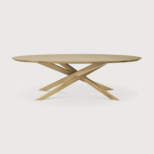Oval Oak Multi Cross Coffee Table