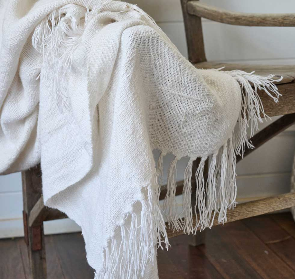 Bedouin Linen Throw Ivory
