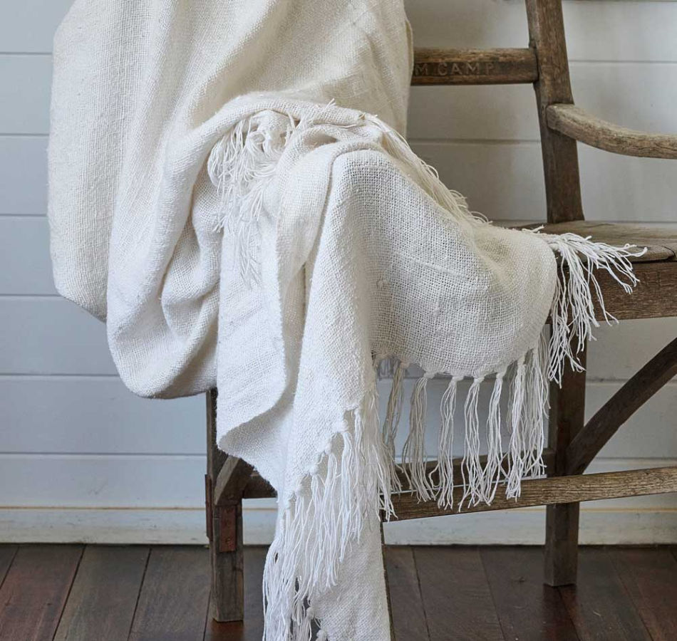 Bedouin Linen Throw Ivory