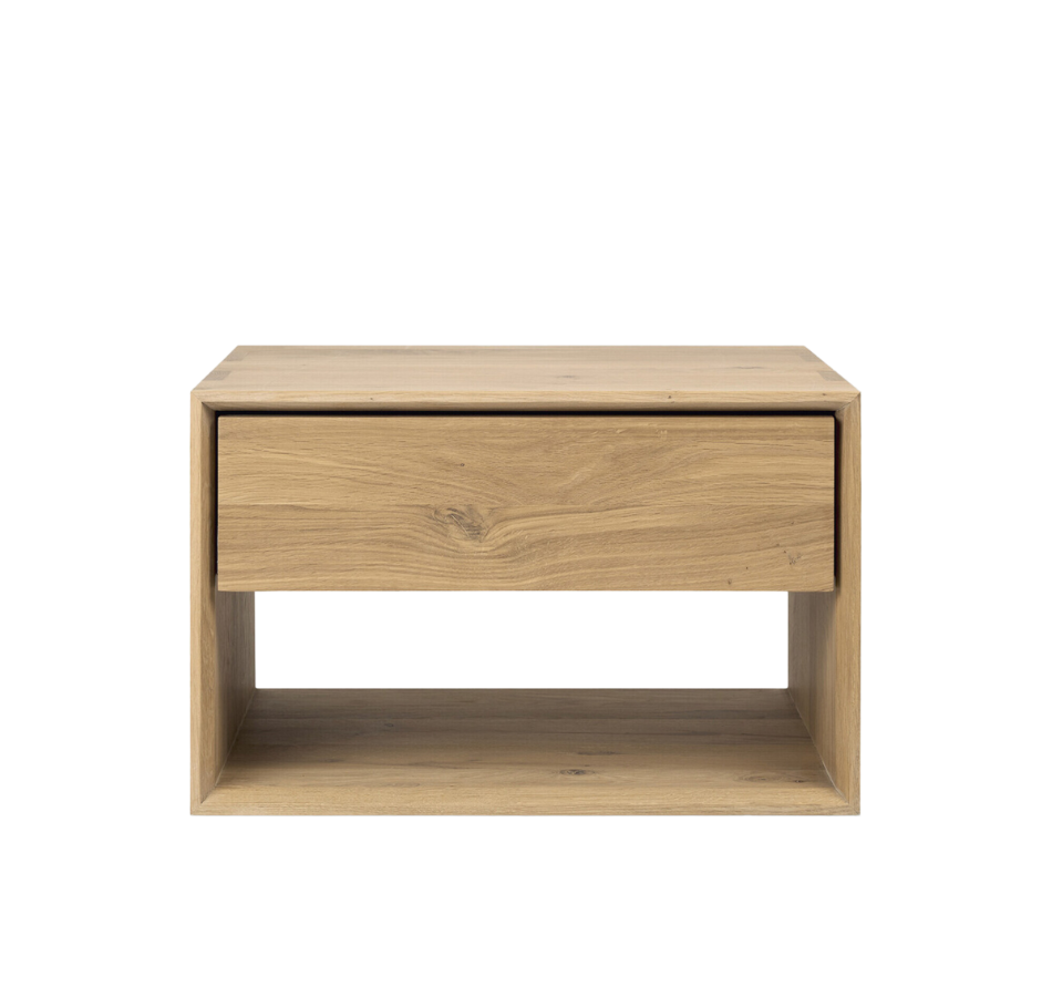 Low Oak Scandi Bedside Table