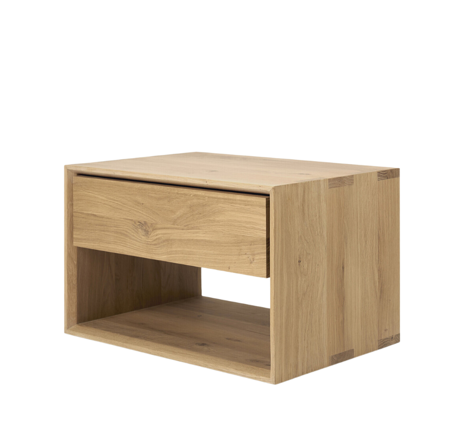 Low Oak Scandi Bedside Table