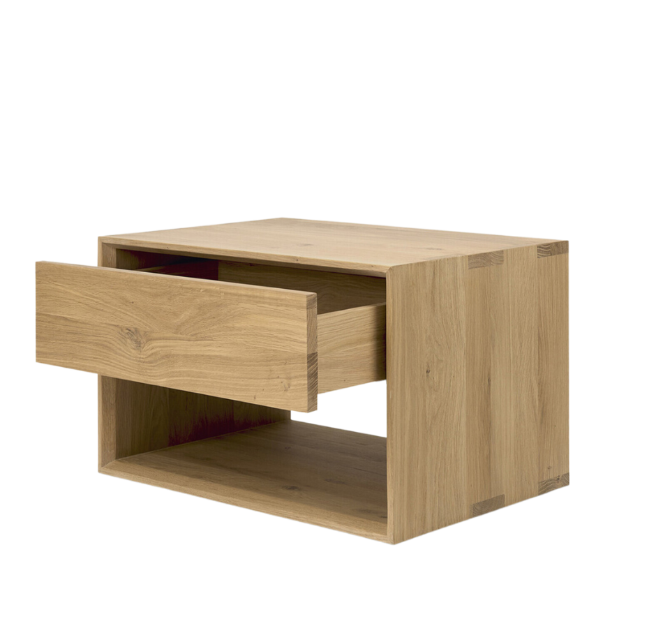Low Oak Scandi Bedside Table