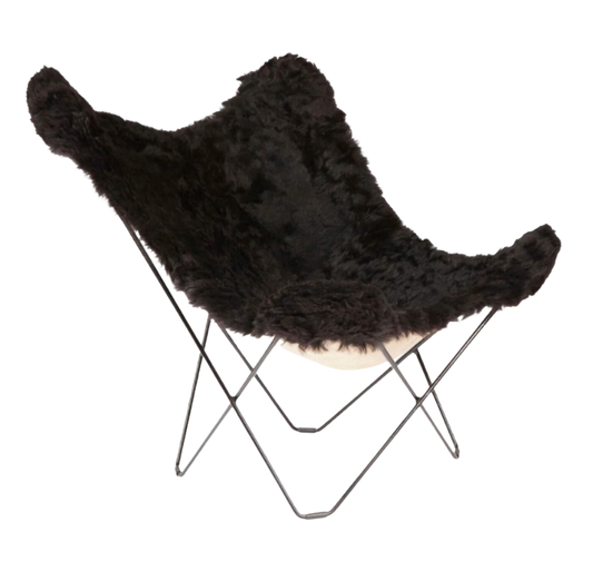 Icelandic Shorn Black Butterfly Chair