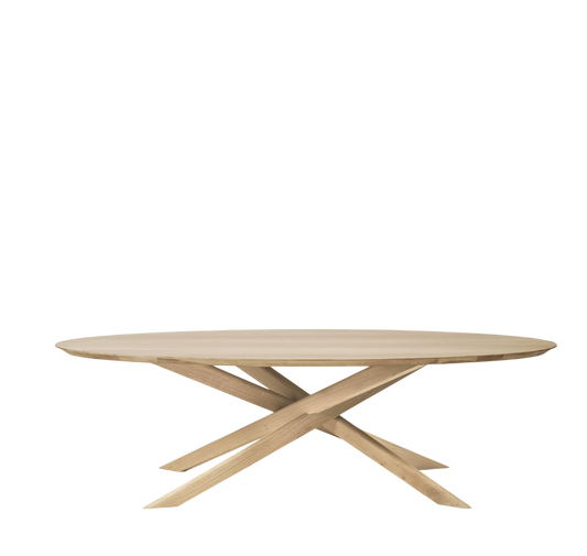 Oval Oak Multi Cross Coffee Table