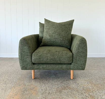 Bespoke curved armchair, Australian Made.