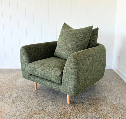 Bespoke Curved Armchair. Australian Made.