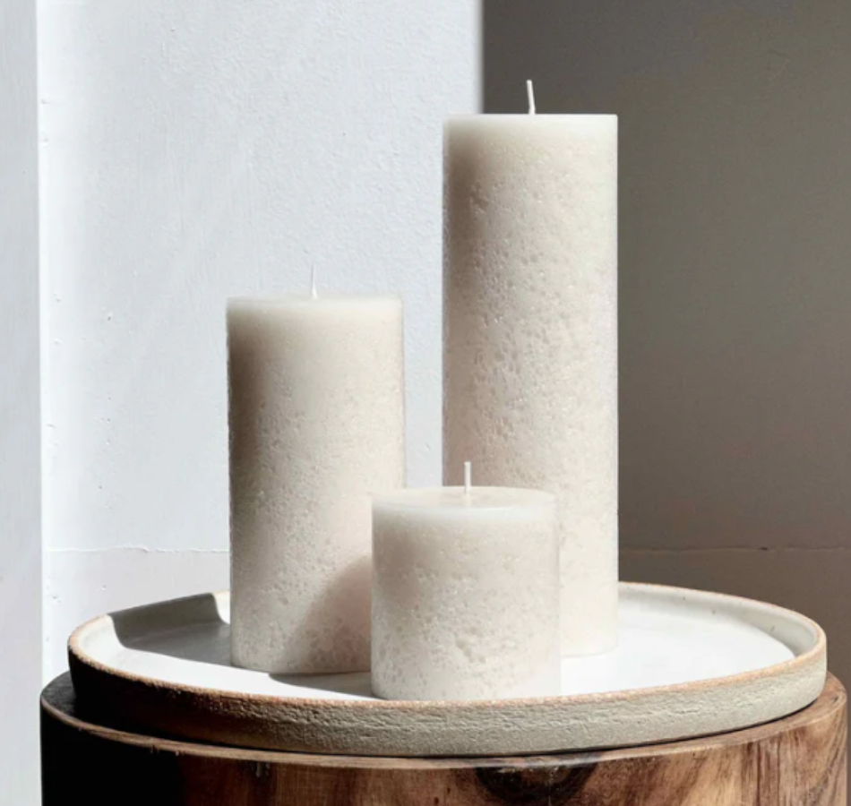 Sandstone Textured Pillar Candle
