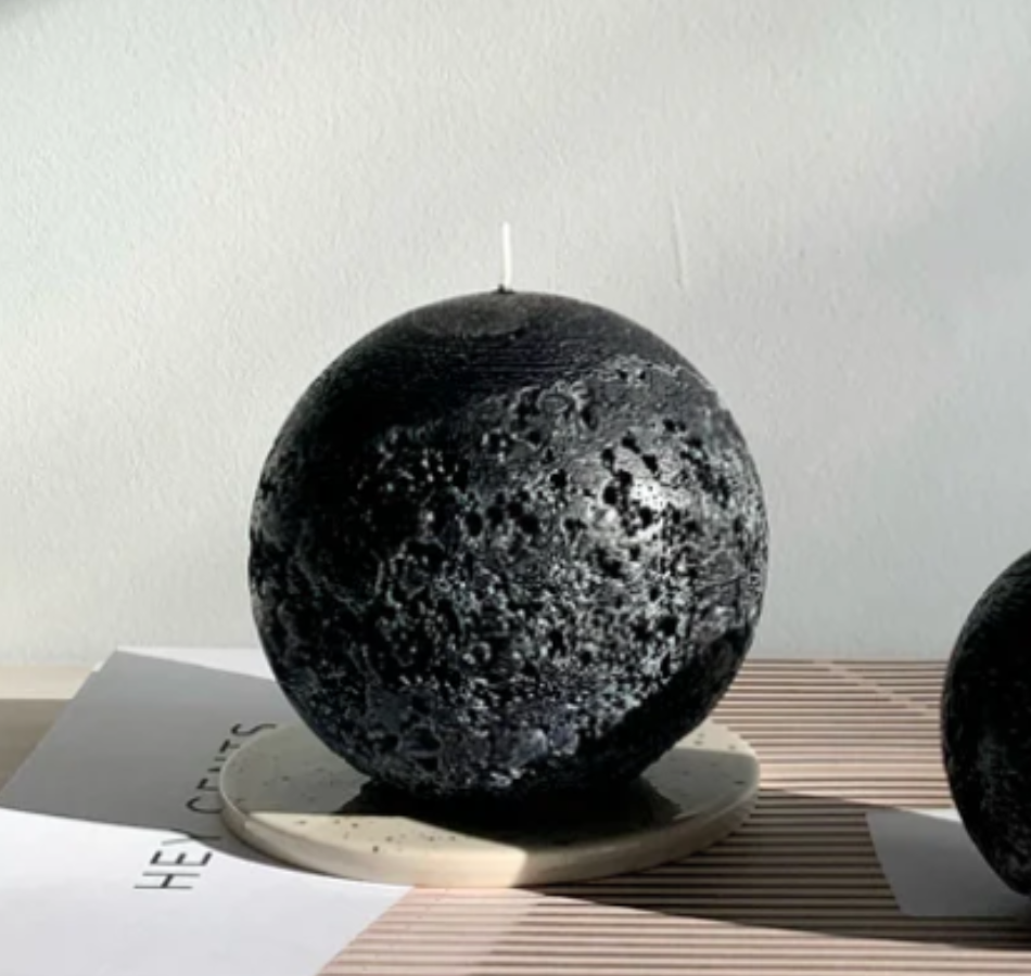 Black Textured Sphere Candle