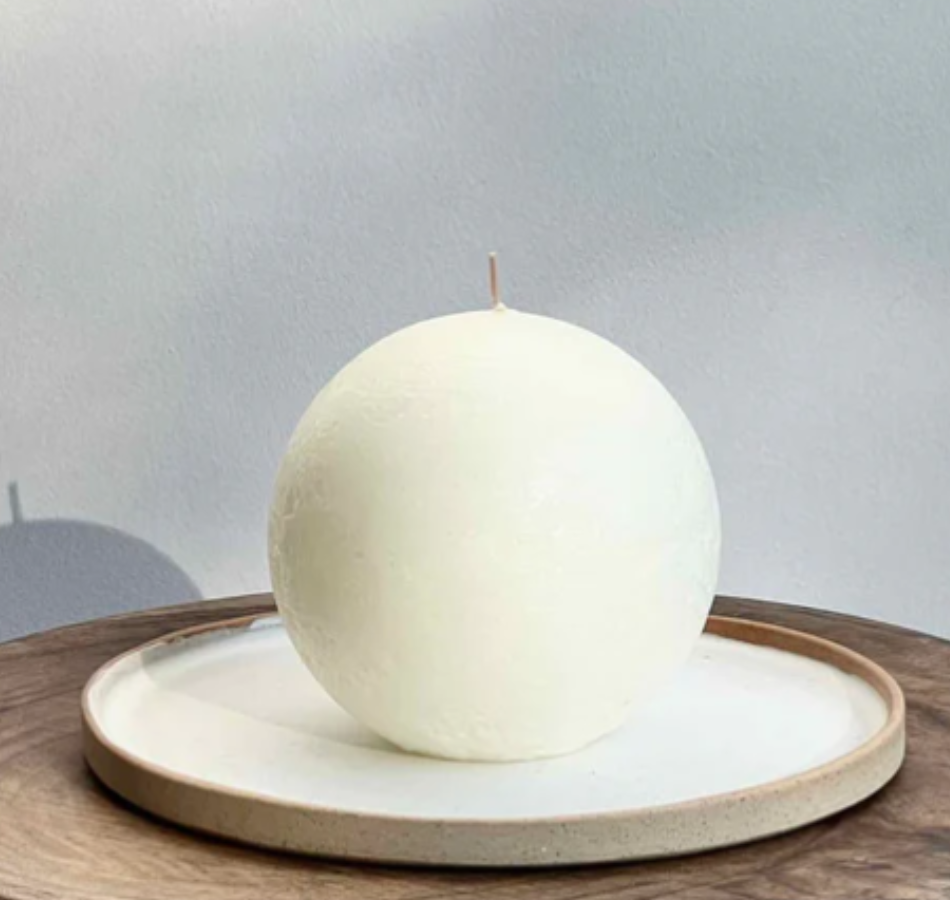Warm White Textured Sphere Candle
