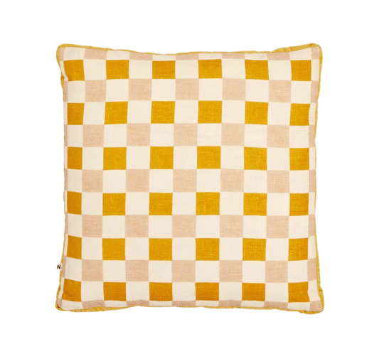 Goldern Checkers Cushion