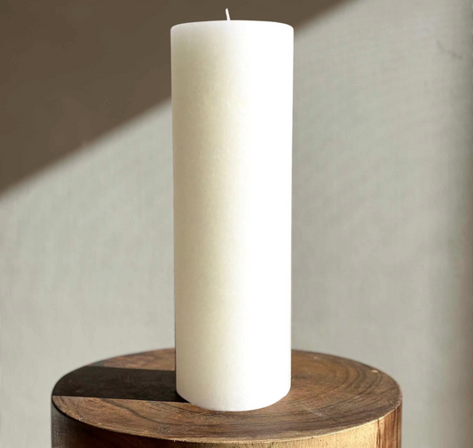 Warm White Textured Pillar Candle
